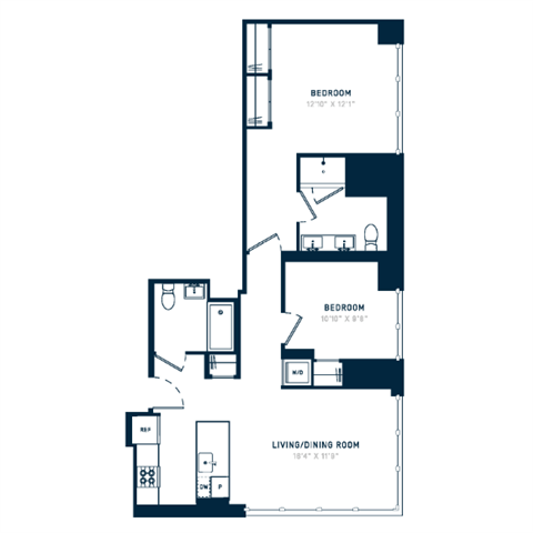 Floor plan layout diagram for 2F