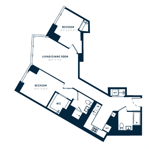 Floor plan layout diagram for 2J