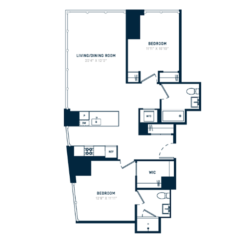 Floor plan layout diagram for 2M