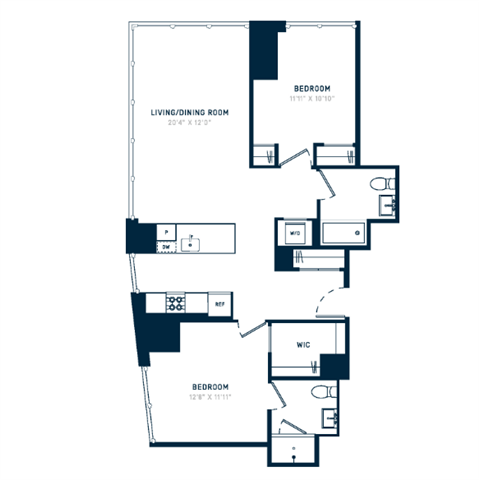 Floor plan layout diagram for 2P Penthouse