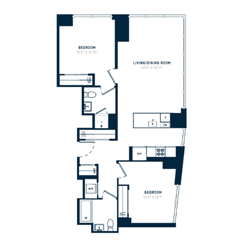 Floor plan layout diagram for 2Q