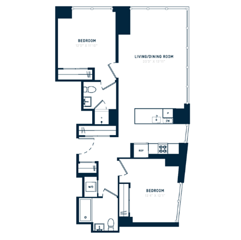 Floor plan layout diagram for 2S Penthouse