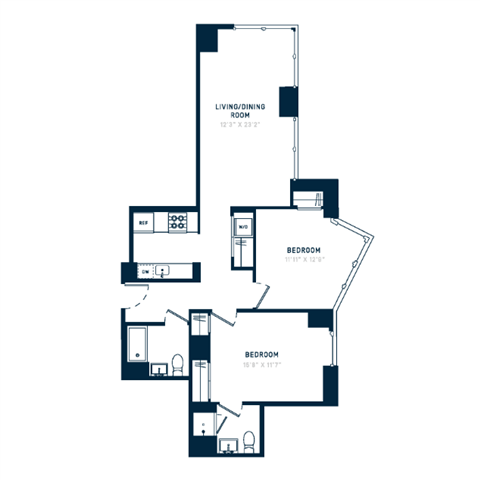Floor plan layout diagram for 2U