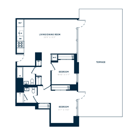 Floor plan layout diagram for 2X w/ Terrace