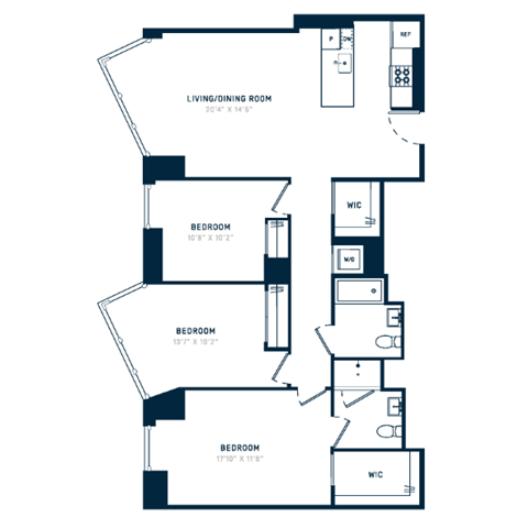 Floor plan layout diagram for 3A