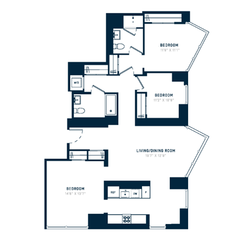 Floor plan layout diagram for 3B