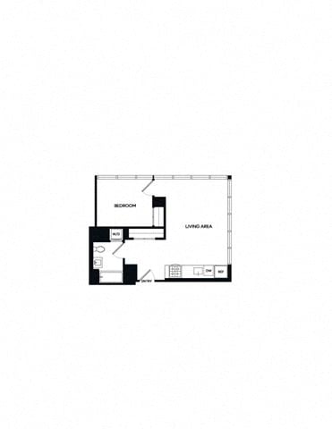 Floor plan layout diagram for 1K