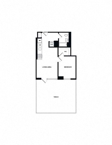 Floor plan layout diagram for 1Q w/ Terrace