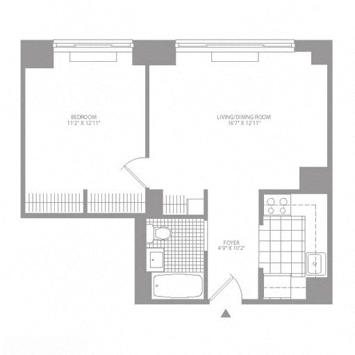 Floor plan layout diagram for 1E Renovation 2