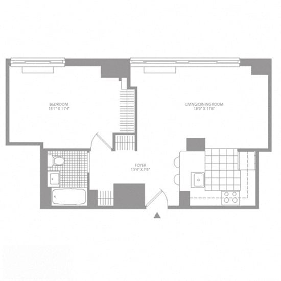 Floor plan layout diagram for 1R