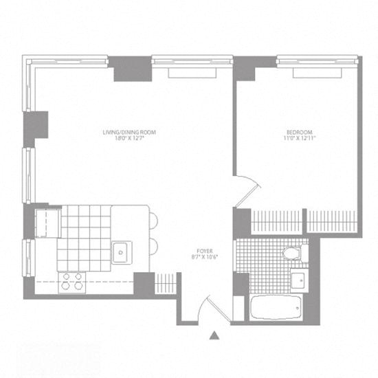 Floor plan layout diagram for 1U