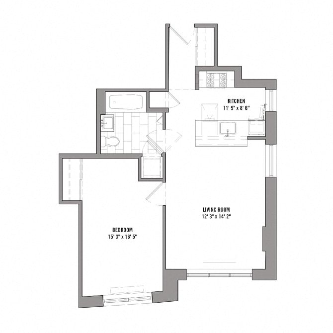 Floor plan layout diagram for 1B