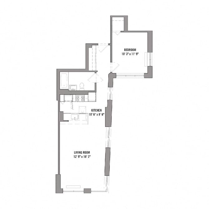 Floor plan layout diagram for 1E