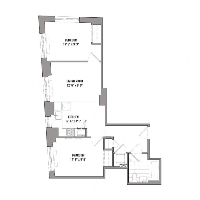 Floor plan layout diagram for 2B