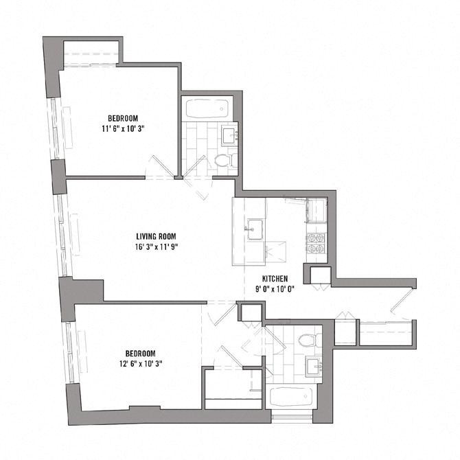 Floor plan layout diagram for 2C