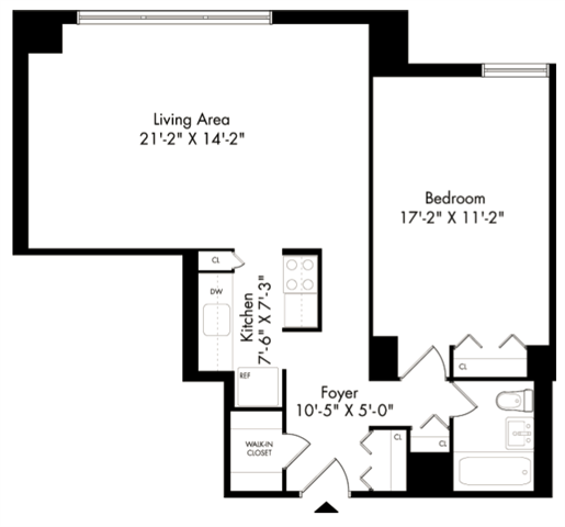 Floor plan layout diagram for 1F