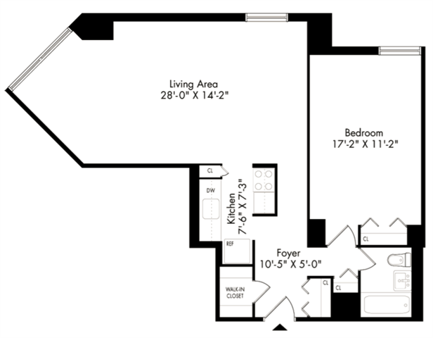 Floor plan layout diagram for 1J