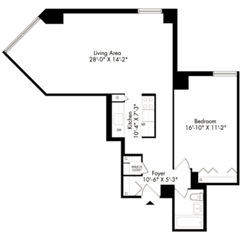 1K floor plan