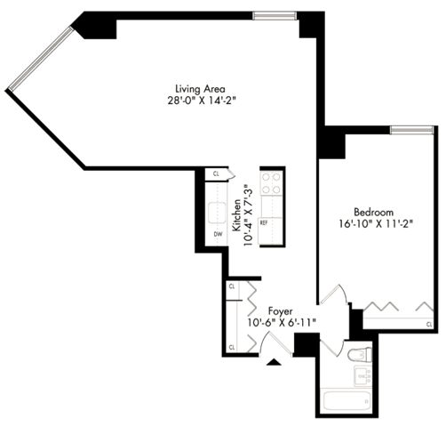 Floor plan layout diagram for 1L