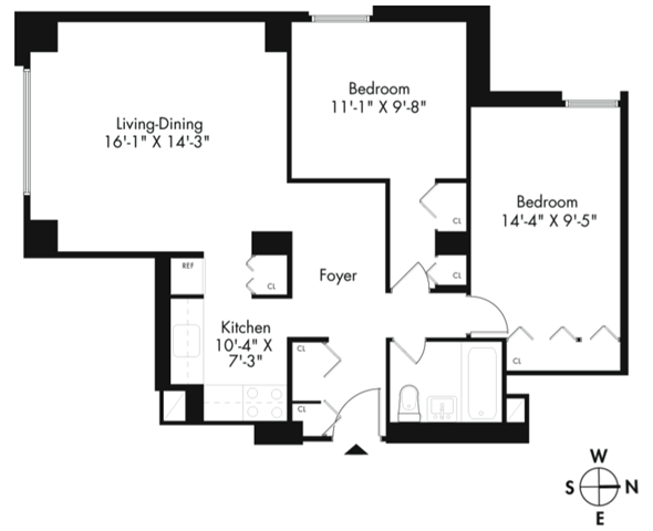 Floor plan layout diagram for 2B