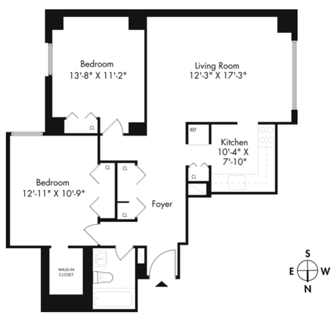 Floor plan layout diagram for 2E