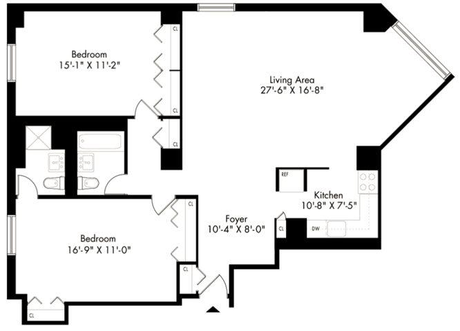Floor plan layout diagram for 2J