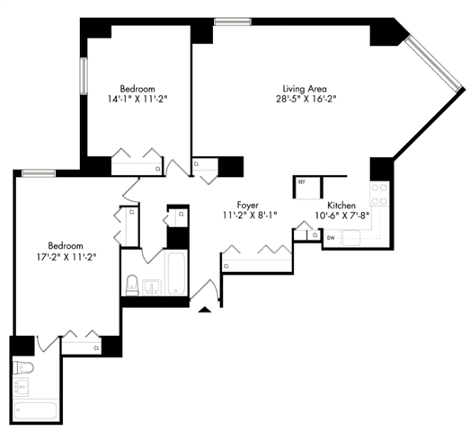 Floor plan layout diagram for 2K