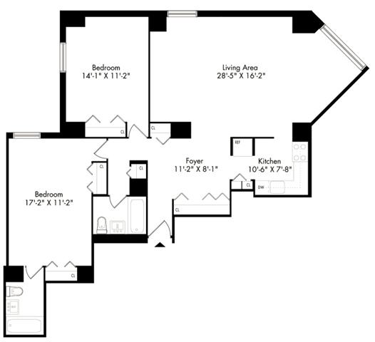 Floor plan layout diagram for 2K Renovation 2
