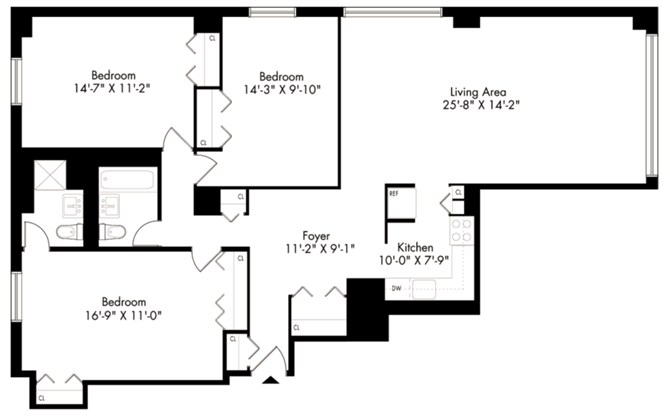 Floor plan layout diagram for 3E
