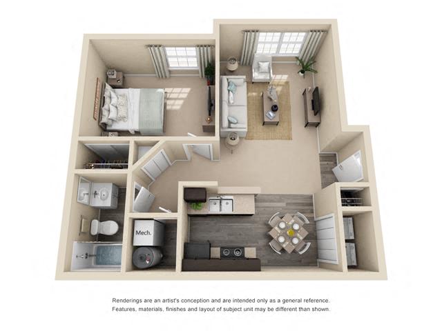 Floor plan layout diagram for 1C