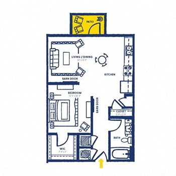 1E w/ Balcony floor plan