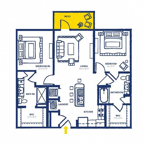 Floor plan layout diagram for 2C