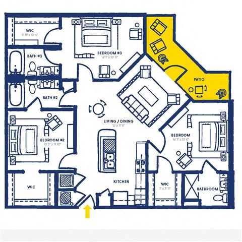 Floor plan layout diagram for 3B