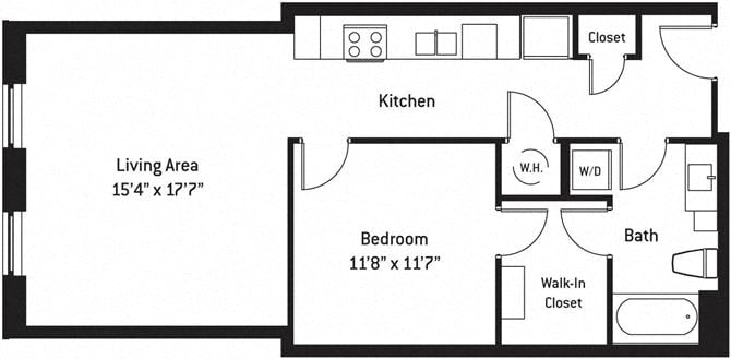 Floor plan layout diagram for 1B-J (Affordable Housing)