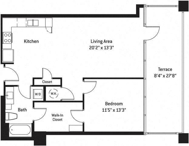 Floor plan layout diagram for 1D w/ Terrace