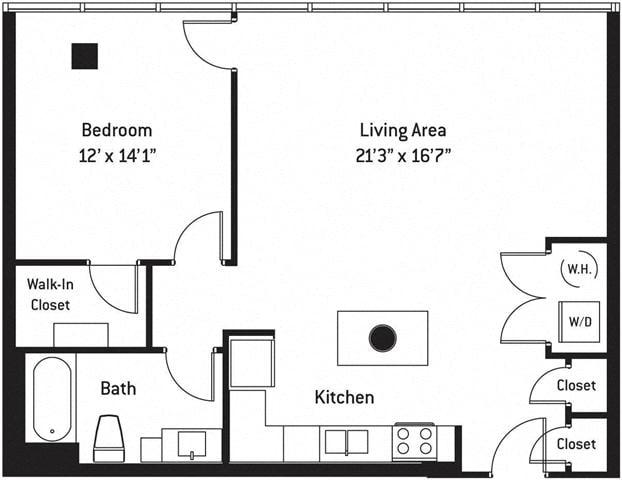 Floor plan layout diagram for 1E