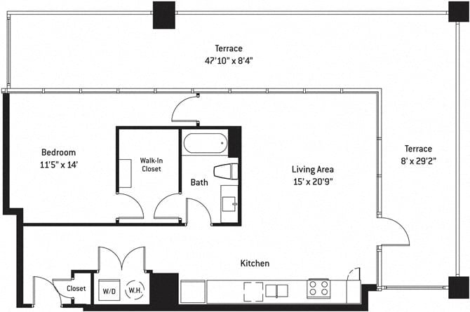 Floor plan layout diagram for 1J