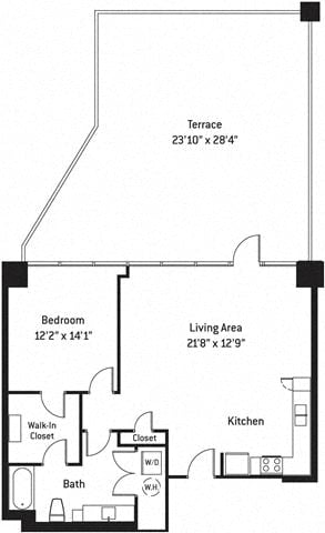 Floor plan layout diagram for 1N w/ Terrace