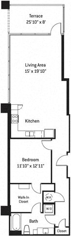 Floor plan layout diagram for 1P w/ Terrace