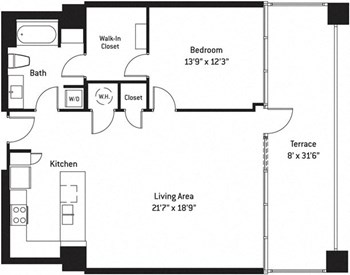 1R floor plan