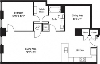 1T floor plan