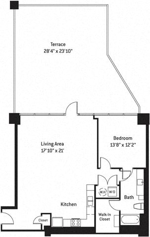 Floor plan layout diagram for 1V w/ Terrace