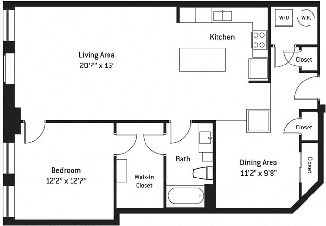 Floor plan layout diagram for 1X