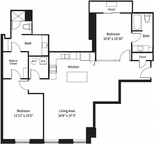 Floor plan layout diagram for 2D-J (Affordable Housing)