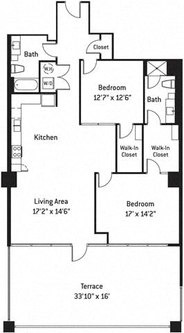Floor plan layout diagram for 2H w/ Terrace