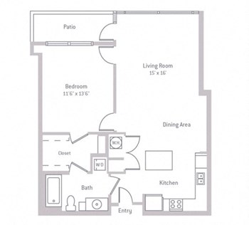 1C w/ Balcony floor plan