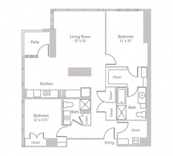 2D w/ Balcony floor plan