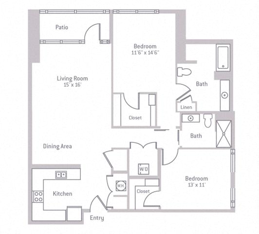 Floor plan layout diagram for 2F w/ Balcony