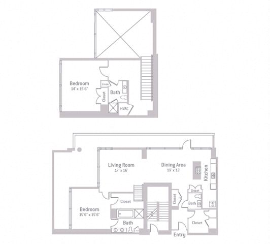 Floor plan layout diagram for 2G Penthouse w/ Terrace