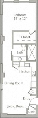 Floor plan layout diagram for 1E
